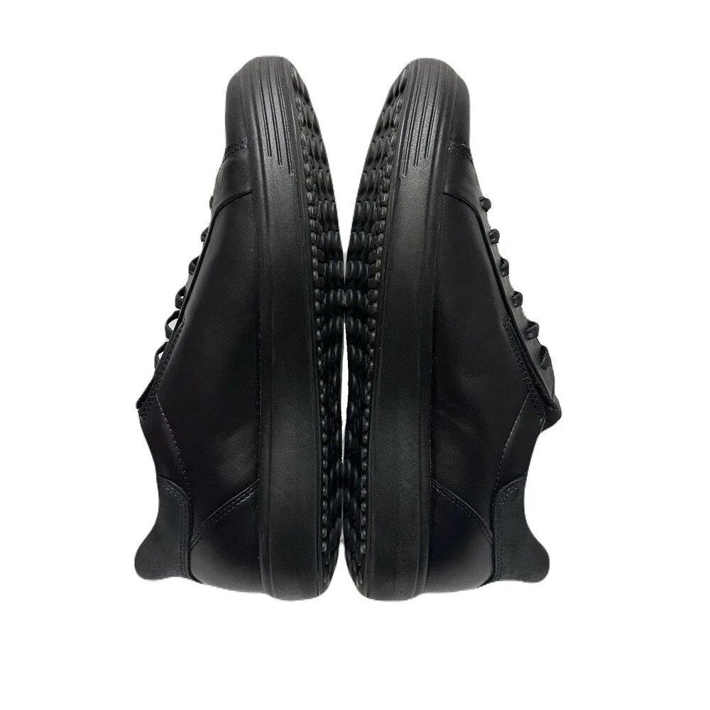 Ecco Soft 7 Mens Size 8-8.5 / EU 42 Black Leather Lace Up Sneaker *Display Pair*